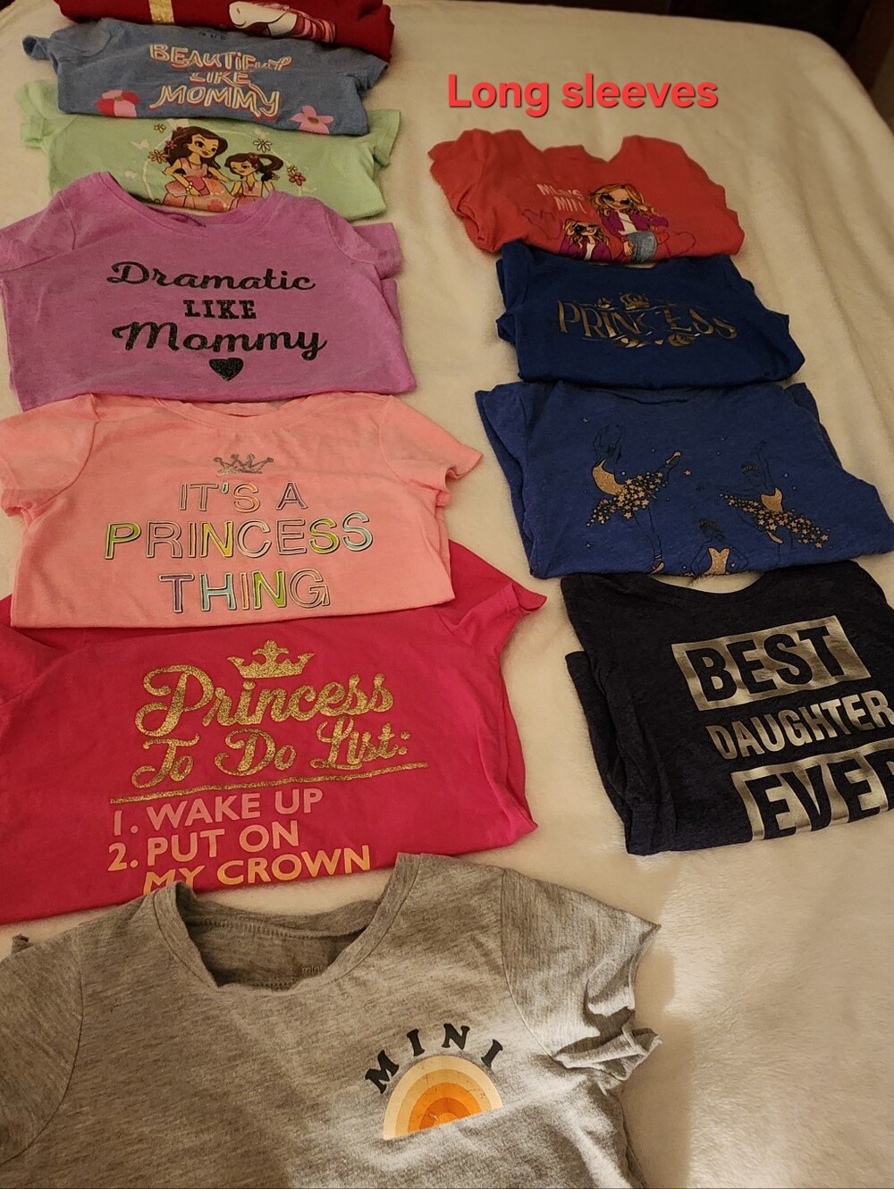 Girls 4T 5T 5/6 Shirt Lot 11 Tops Princess Mommy Graphic Tees